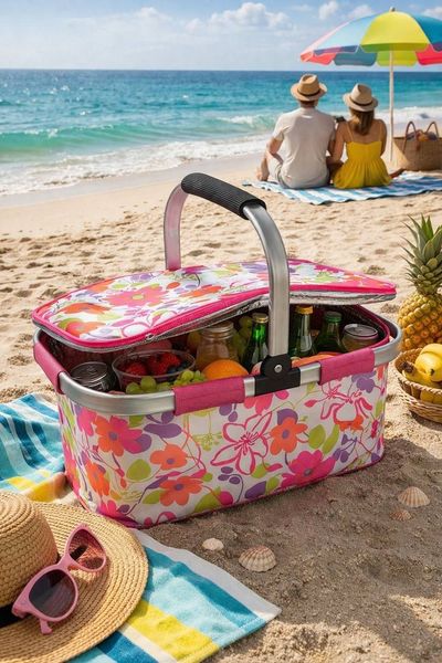 Geantă frigorifică cu carcasă din inox și design floral 2510-1348 SIO