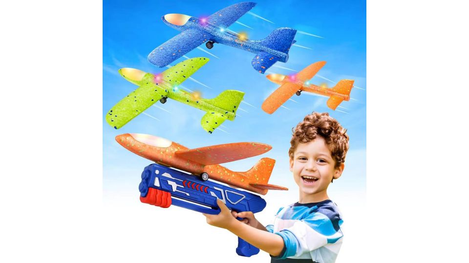 Игрушечный самолёт из поролона с подсветкой и средним пистолетом 2510-1507 SIO — 1