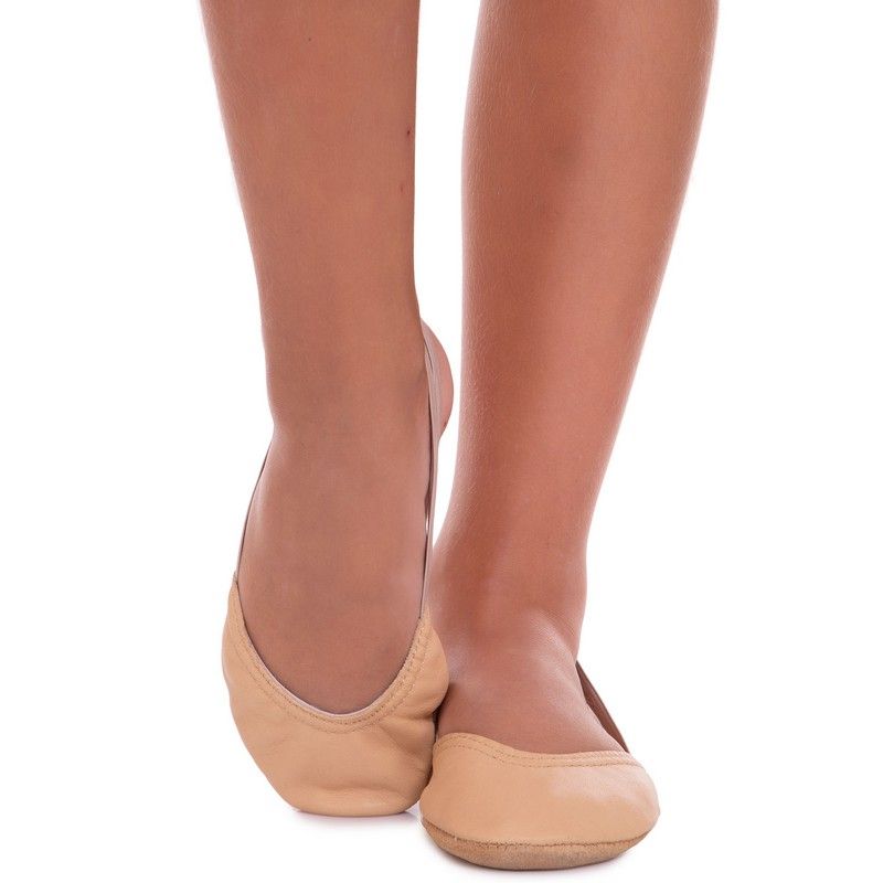 Balerini  jumătate DR-3992 p/u gimnastică piele, mărimi 26-39, bej — 1