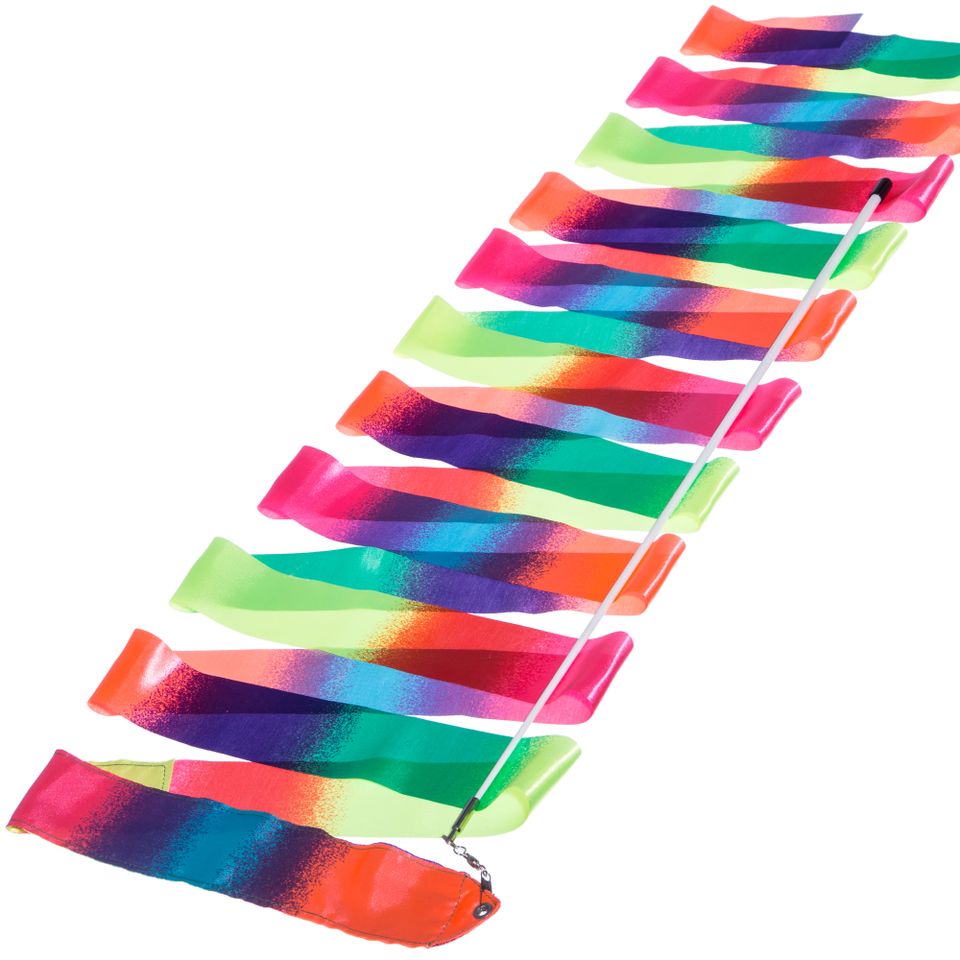 Panglică C-1658 pentru gimnastică ritmică cu stick, l=6m, multicoloră — 1