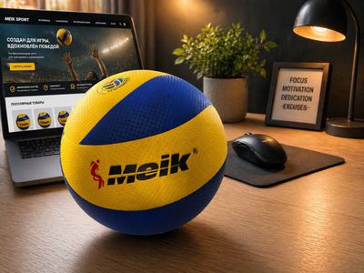 Minge volei 5 MEIK Leather-Covered, galben-albastru 2205D