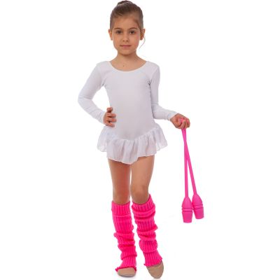 Costum CO-9013/2012 (S-L) de dans și gimnastică cu fustă, alb