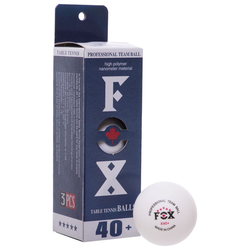 Мяч для настольного тенниса FOX 40+ 3 buc star T005  white — 1