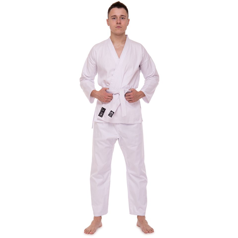 Kimono Karate (sacou, pantaloni, curea) MATSA MA-0016, l=140cm, alb. — 1