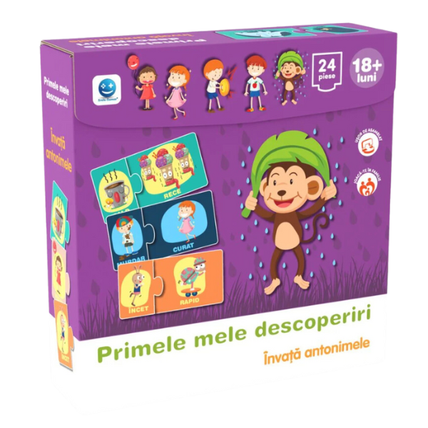 Puzzle „Primele mele descoperiri” – Învață antonimele, Smile Games, 24 elem. — 1